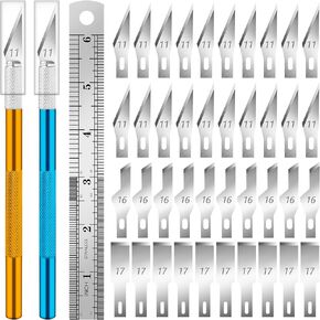 Diyself Excalso Knife ، accto accto مع 40 شفرات دقيقة ، سكين حرفي ، سكين هواية ، سكين دقيق الدقيق للحرف اليدوية ، الفنون ، النمذجة ، سجل القصاصات (#11#16#17)