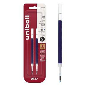 uniball Refill For Signo Gel 207 Pens, Medium Conical Tip, Blue Ink, 2/pack