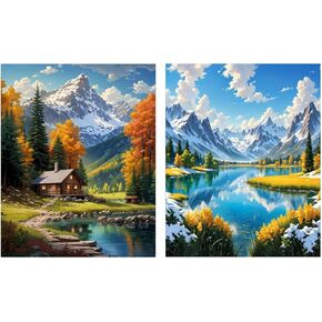 ldazao Mountain Paint by Numbers for Adults-Landscape Paint by Number on Canvas Without Frame, DIY Forest Scenery