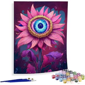 Diymood Paint by Numbers Kits for Adults Sunflower, DIY Oil Painting Glasses Acrylic Paint by Number for Adults Beginner with Brushes for Home Wall Decor 16x20 inch
