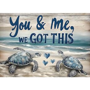MXJSUA Two Sea Turtles DIY Diamond Painting by Number Kits for Adults, 5D Round Drill Diamond Gem Art Painting Picture Arts Kits Craft for Home Wall Decor 12x16 Inch