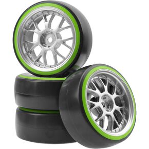 Hard Plastic Wheel Rims & Plastic Tires 12mm Hex Y-Shape Compatible with Traxxas HSP Tamiya Kyosho Himoto WLtoys Redcat 1/10 RC Drift Car