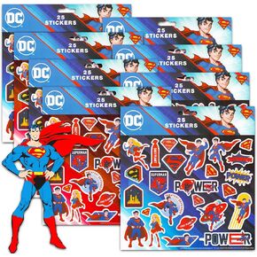 DC Comics Superman Party Favors for Kids - Bundle with 200 Superman Stickers Featuring Superman for Arts and Crafts, Party Favors, and More | Superman Party Supplies for Boys