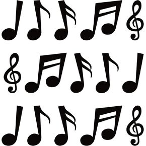 Whaline Music Notes Cutouts 45Pcs Musical Note Shape Cut Outs 5 Designs Black Musical Notes Paper Cutting with 100Pcs Glue Points for Music Classroom Bulletin Border Decor Kids DIY Craft Projects