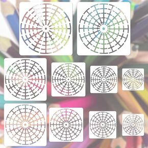 10 PCS Mandala Stencils مجموعة أدوات التقطيع ماندالا ، 12/16 الجزء 3/4/5/6/8 بوصات قابلة لإعادة الاستخدام ماندالا روك أدوات تفكيك لطلاء خشب الصخور DIY Painting Art Projects