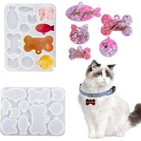 Cat Dog tag epoxy راتنجات السيليكون العفن Pet Tag Tag Taging Mould for DIY قلادة مفتاح القلادة الحرف الزخرفية