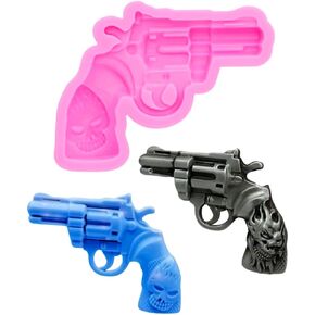 3D مسدس شكل مسدس الهالوين العسكري موضوع سلاح الراتنج القالب السيليكون لسحر DIY الكريستال حلية كعكة أعلى الديكور الحلوى الايبوكسي فندان الأمتعة علامة الحرف حرفة القلادة قلادة الحلوى