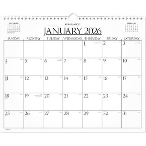 AT-A-GLANCE 2026 Wall Calendar, Monthly, 15" x 12", Medium, Business (997-1-26)