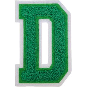 1 PCS 4.0" Green Chenille Letter Patches, Iron on Patches for Hats Clothes Bags Backpacks Jeans, Initial Large Varsity Letters,DIY Accessories (Letter L)