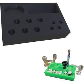 Wax Tool Organizer Station - Plastic Base with Dedicated 14mm & 10mm Holders for Tools, Caps & Collector's Items
