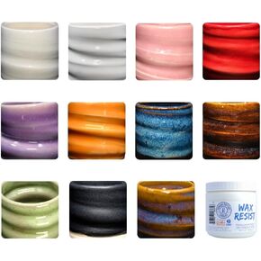 Penguin Pottery - School and Studio Pack - Mid Fire Series - Cones 5 و 6 - تشمل 11 لونًا بالإضافة إلى مقاومة الشمع - وفورات للمدرسة الابتدائية ، والمدرسة المتوسطة ، والمدرسة الثانوية ، والكلية ، والجامعة ، والاستوديوهات.