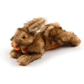 ALL FOR PAWS Interactive Dog Squirrel Plush Toys, Stuffed Animal Squeaky Toy for Dogs Enrichment Toys, Classic - Brown Rabbit -Small Size
