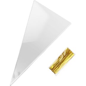 أكياس Yolcar 100 Pack Cone Treat و 5 × 10 بوصات أوبوب أكياس وجبات خفيفة شفافة ، مثالية لتفتت الهدايا الاحتفالية وتعبئة الحلوى