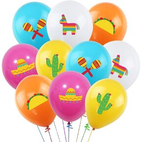 K KUMEED 50 Pcs Fiesta Balloons Latex colorful Balloons 12 Inches for Cinco De Mayo Mexican Carnivals Festivals, Wedding Birthday Baby Shower Party Decorations