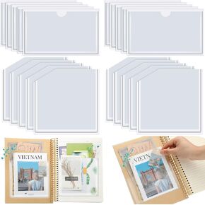 20 Pcs Adhesive Pockets for Planners Index Card Pockets Planner Accessories Folder Self Sticky Pockets Clear Ideal Holder Top Open Add Storage Space to Notebooks Journal Office School Vinyl, 2 Styles