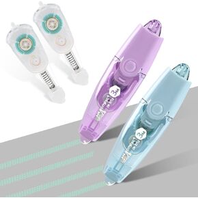 Temiary 4PCS مزدوج الشريط على الوجهين مع إعادة التعبئة ، عداء شريط الغراء القابل للسحب لخلاصات الكوكات ، مستلزمات سجلات القصاصات لمشاريع الفنون (Pink & Green)