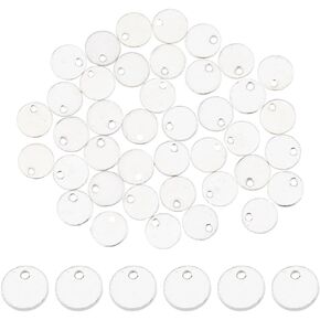 DICOSMETIC 40Pcs 4mm 925 Sterling Silver Round Stamping Blanks Engravable Coin Disc DIY Craft Jewellery Blank with Holes for Necklace Bracelet Earring Jewelry Making