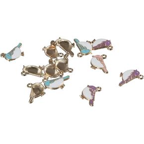 30Pcs 3 Styles Enamel Bird Charms,Light Golden Enamel Sparrow Bird Charms,Cute Sparrow Charms with Loop for DIY Jewelry Making Necklaces Earrings Key Chains