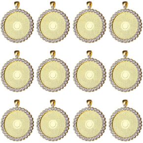 12 Pcs Rhinestone Bezel Pendant Trays Cabochon Pendant Setting