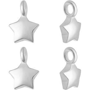 PH PandaHall 4Pcs 925 Sterling Silver Star Charm Pendants Pentagram Star Dangle Charm Metal Star Moon Charms for Jewelry Making Necklace Bracelet Earring Key Chains DIY Crafting