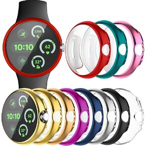 Wugongyan 6 Pack Screen Protector Case Compatible with Google Pixel Watch 3 (2024) 45mm Soft TPU Plated Full Protective Cover (Brilliant Colors, 45mm)