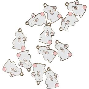 20Pcs Alloy Enamel Rabbit Charms Cute Cartoon Bunny Charms Pendant for Jewelry Making Earrings Necklace DIY
