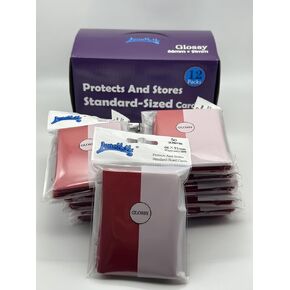 1 Box of 600 Counts -12packs Red Color Front Glossy Standard Card Sleeves Toploaders for Trading Cards, Collectable Gaming Cards, MTG Cards, L5R, TCG, Baseball, Rugby, Football Card