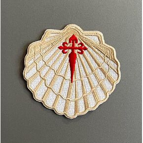 رقعة قذيفة الأسقلوب مع بطاقة خريطة Saint James + Trail // Camino de Santiago // 3.5 "9cm مطرزة