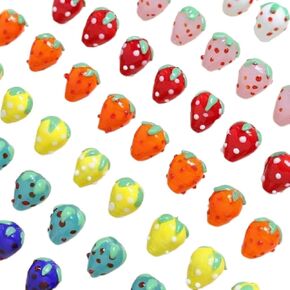 DanLingJewelry 20Pcs Colorful Strawberry Bumpy Lampwork Glass Beads 3D Fruit Glass Spacer Loose Beads for DIY Crafts Bracelet Jewelry Making