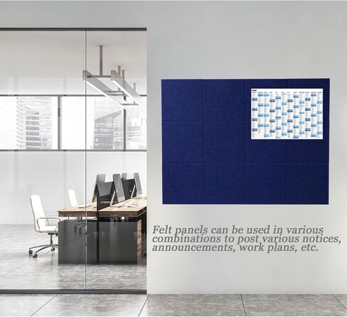 LAJAR Large Felt Wall Tiles, 12 Pack Cork Board Alternative with Removable Adhesive Tabs, Bulletin Pin Boards for Office, School and Home (Fruit Green) in Kuwait