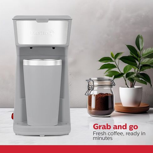 Holstein Housewares 5 Cup Drip Coffee Maker – Compact and User-Friendly with Auto Pause & Serve, Reusable Filter, Measuring Spoon & Glass Carafe, Office & Dorm Use, Red in Kuwait