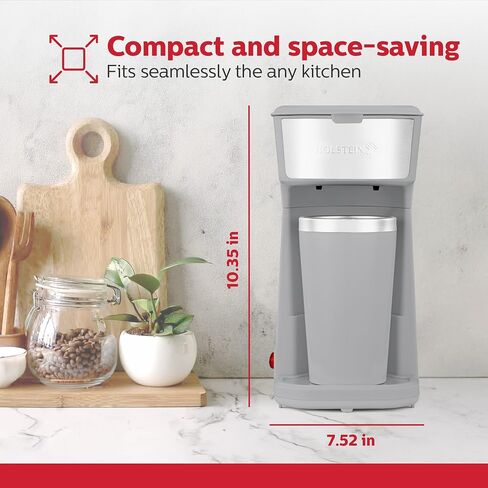 Holstein Housewares 5 Cup Drip Coffee Maker – Compact and User-Friendly with Auto Pause & Serve, Reusable Filter, Measuring Spoon & Glass Carafe, Office & Dorm Use, Red in Kuwait