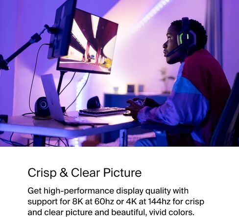 Belkin USB Type C to HDMI 2.1 Cable, 6.6FT/2M Cable with 8K@60Hz, 4K@144Hz, HDR, HBR3, DSC, HDCP 2.2, Works with Chromebook Certified, Compatible with MacBook, iPad Pro and Other USB C Devices in Kuwait