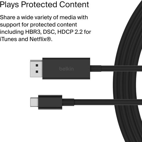 Belkin USB Type C to HDMI 2.1 Cable, 6.6FT/2M Cable with 8K@60Hz, 4K@144Hz, HDR, HBR3, DSC, HDCP 2.2, Works with Chromebook Certified, Compatible with MacBook, iPad Pro and Other USB C Devices in Kuwait