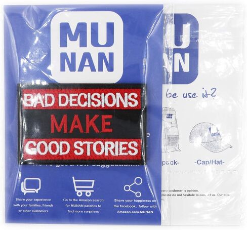 Bad Decisions Make Tactical Good Stories Military Morale Patch Funny Badge Embroidered Morale Applique Fastener Hook & Loop Emblem for Hat Backpack Jackets Applique Fastener(Black) in Saudi Arabia