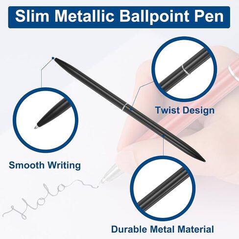 Patikil Slim Metal Point Pens ، 5pcs Black Ink 1mm Point Pens Pen Metallic Retractable Lightweight Lucking Lests For Business Office Wedding Book ، Purple in Saudi Arabia