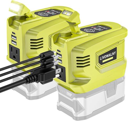 2 Packs Power Inverter for Dewalt 20V Battery, 200W Battery Inverter 20V to 110V-120V, Portable Power Adapter Charger Adapter Power Station Power Supply with 2 USB & 1 Type-C & 1 AC Outlet(No Battery) in Kuwait