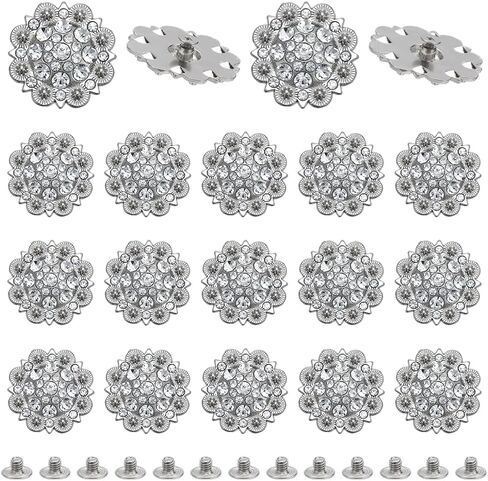NBEADS 20 Pcs 37mm Screw Back Buttons, Rhinestone Decorative Concho Buttons Decorative Concho Buckles for DIY Leather Accessories Wallets Belts Vests Bags, 2 Colors in Saudi Arabia