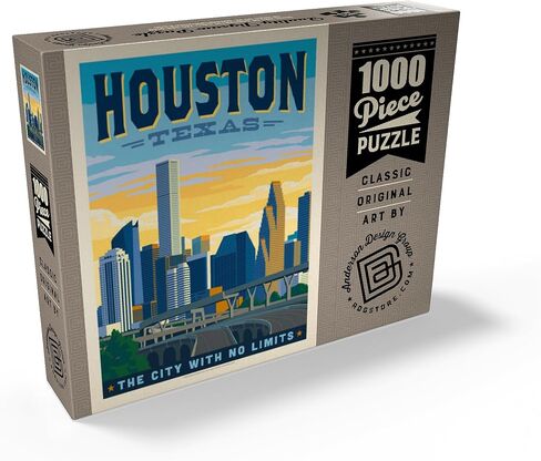 MyPuzzle Houston, Texas: City with No Limits, Vintage Poster - Premium 1000 Piece Jigsaw Puzzle for Adults in Saudi Arabia