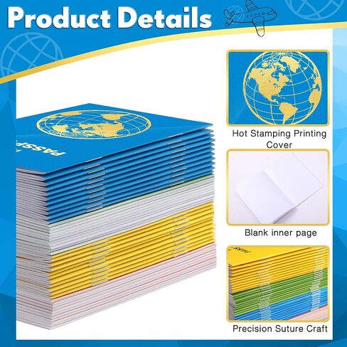 Lincia 48 Pcs Blank Passport Notebook Fake Passport Book Travel Journal Book Bulk Coloring Kids Travel Airplane Activity Classroom Decor School Projects(Vintage Color) in Kuwait