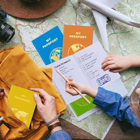 Lincia 48 Pcs Blank Passport Notebook Fake Passport Book Travel Journal Book Bulk Coloring Kids Travel Airplane Activity Classroom Decor School Projects(Vintage Color) in Kuwait