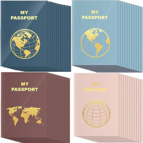 Lincia 48 Pcs Blank Passport Notebook Fake Passport Book Travel Journal Book Bulk Coloring Kids Travel Airplane Activity Classroom Decor School Projects(Vintage Color) in Kuwait