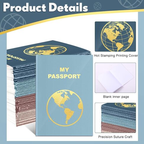 Lincia 48 Pcs Blank Passport Notebook Fake Passport Book Travel Journal Book Bulk Coloring Kids Travel Airplane Activity Classroom Decor School Projects(Vintage Color) in Kuwait