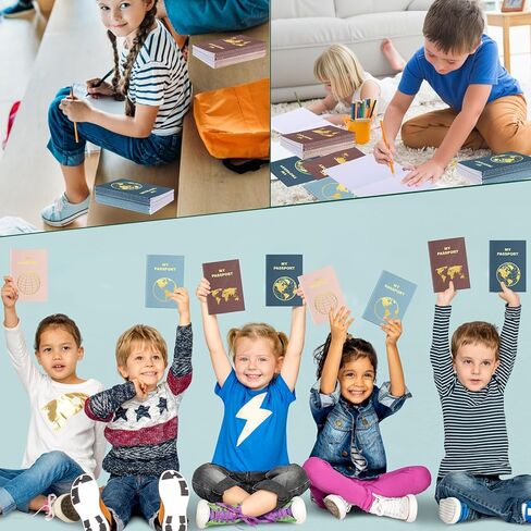 Lincia 48 Pcs Blank Passport Notebook Fake Passport Book Travel Journal Book Bulk Coloring Kids Travel Airplane Activity Classroom Decor School Projects(Vintage Color) in Kuwait