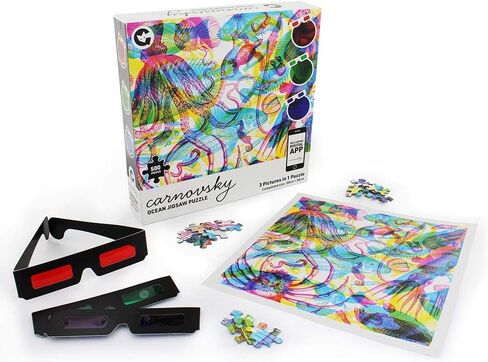 Ginger Fox RGB Ocean by Carnovsky 500 Piece 3 Pictures in 1 Jigsaw Puzzle - يشمل طباعة الأعمال الفنية والنظارات والعدسة in Kuwait