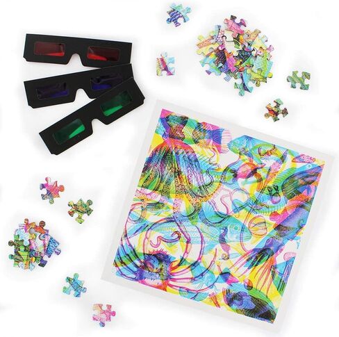 Ginger Fox RGB Ocean by Carnovsky 500 Piece 3 Pictures in 1 Jigsaw Puzzle - يشمل طباعة الأعمال الفنية والنظارات والعدسة in Kuwait