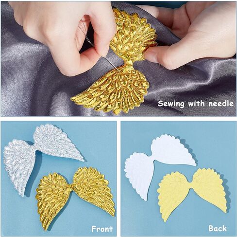 arricraft 40 Pcs Glitter Craft Angel Wings, 2 Colors Fabric Wing Patches Embossed Wing Patches for DIY Craft Clothing Ornament Supplies Shirts Jeans Craft Sewing (Gold & Silver) in Saudi Arabia