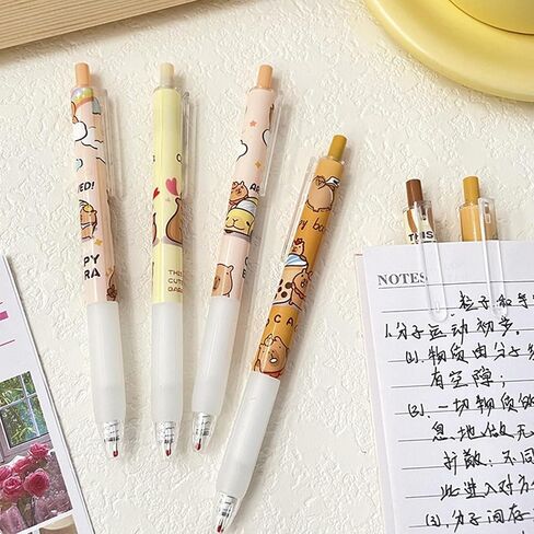 6 Pcs Capybala Retractable Cute Cartoon Capybara Pens 0.5mm Black Ink Soft Grip Gel Ink Aesthetic Office School Supplies for Girls Boys Women Men in Saudi Arabia