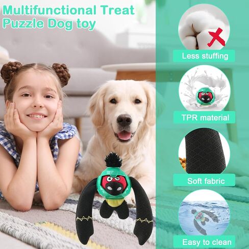 Tough Dog Toys – Crinkle Dog Chew Toys to Keep Them Busy, Interactive Treat Dispensing Puppy Puzzle Toys for Boredom Relief, Less Stuffed Pet Toys for Small, Medium and Large Dogs (Green) in Saudi Arabia
