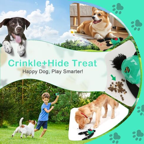 Tough Dog Toys – Crinkle Dog Chew Toys to Keep Them Busy, Interactive Treat Dispensing Puppy Puzzle Toys for Boredom Relief, Less Stuffed Pet Toys for Small, Medium and Large Dogs (Green) in Saudi Arabia